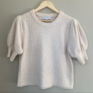 Something Navy Lila Puff Sleeve Boucle Ivory Knit Small (Women’s)